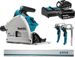 Makita DSP600ZJ + 3.0Ah Battery (2x) and Charger + Guide Rails