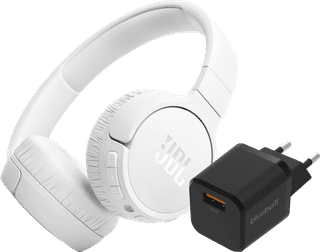 JBL Tune 670NC Wit + BlueBuilt Quick Charge Oplader met Usb A Poort 18W Zwart