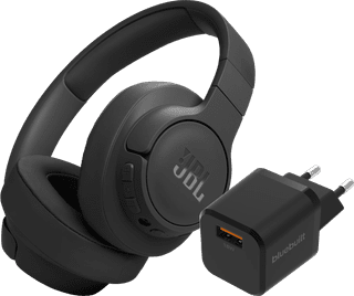 JBL Tune 770NC Noir + BlueBuilt Chargeur Quick Charge avec Port USB-A 18 W Noir