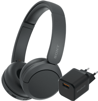 Sony WH-CH520 Noir + BlueBuilt Quick Charge Chargeur avec Port USB-A 18 W Noir