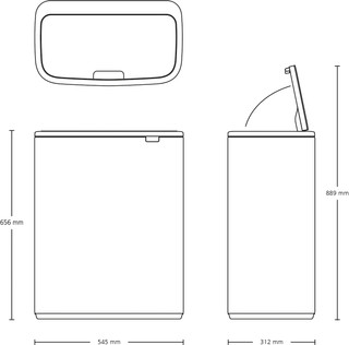 Brabantia Bo Touch Bin Prullenbak 2 x 30 liter Soft Grey