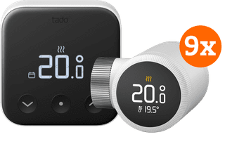 Tado Thermostat Connecté X Kit de Démarrage Sans Fil + 9 Têtes Thermostatiques