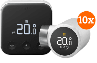 Tado Thermostat Connecté X Kit de Démarrage Sans Fil + 10 Têtes Thermostatiques