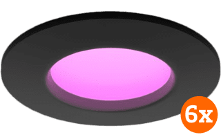 Philips Hue Recessed Spot Light Slim 6-pack - White and Color - 90mm - Black