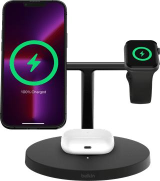 Belkin Boost Charge Pro MagSafe and Qi2 3-in-1 Wireless Charger 15W with Stand Black