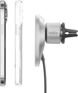 Belkin Phone Mount Car Air Vent with MagSafe and Qi2 Charging Silver