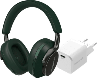 Bowers & Wilkins Px8 Green + BlueBuilt Power Delivery Charger with USB-C Port 20W White