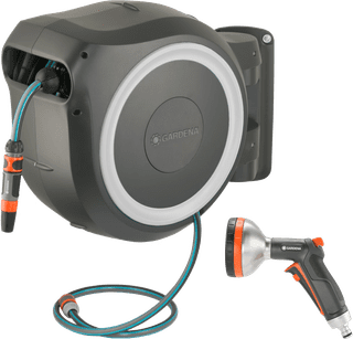 GARDENA Wall Hose Box 35 RollUp XL White + Premium Spray Nozzle
