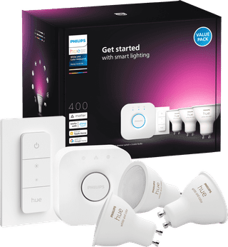 Philips Hue White and Color GU10 Starter Pack - 3 lampen + Bridge + Dimmer