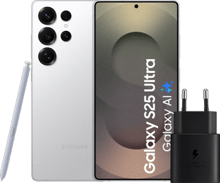 Samsung Galaxy S25 Ultra 512GB Wit 5G + Samsung Oplader 25 Watt Zwart