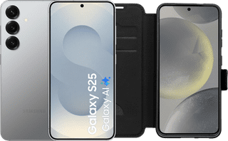 Samsung Galaxy S25 512GB Silver 5G + BlueBuilt Book Case Black