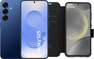 Samsung Galaxy S25 128GB Dark Blue 5G + BlueBuilt Book Case Black