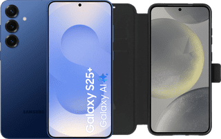 Samsung Galaxy S25 Plus 256 Go Bleu Foncé 5G + BlueBuilt Book Case Noir