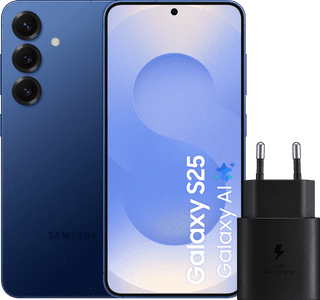 Samsung Galaxy S25 128GB Donkerblauw 5G + Samsung Oplader 25 Watt Zwart