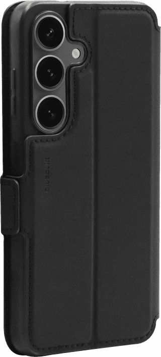 BlueBuilt Samsung Galaxy S25 Book Case Leather Black + BlueBuilt Screen Protector Glass