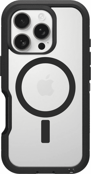 Otterbox Defender XT iPhone 16 Pro Back Cover avec Aimant MagSafe Transparent Bord Noir