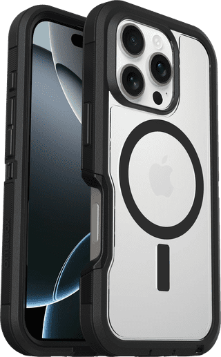 OtterBox Defender XT iPhone 16 Pro Back Cover with MagSafe Magnet Transparent Black Belt