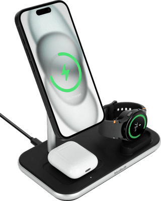 BlueBuilt 3-in-1 Wireless Charger with Qi2 15W Black