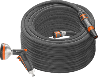 Gardena Kit Tuyau en Textile Liano 30 m Lance + Gardena Pistolet d'Arrosage Premium Métal