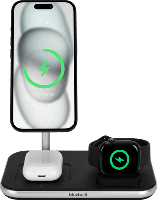 BlueBuilt 3-in-1 Wireless Charger with Qi2 15W Black