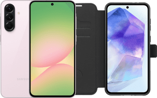 Samsung Galaxy A56 128GB Roze 5G + BlueBuilt Book Case Zwart