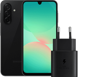 Samsung Galaxy A26 128GB Zwart 5G + Samsung Oplader 25 Watt Zwart