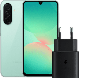 Samsung Galaxy A26 128GB Groen 5G + Samsung Oplader 25 Watt Zwart