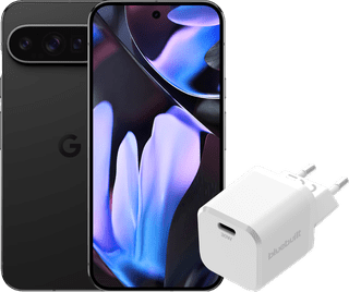 Google Pixel 9 Pro XL 256 Go Noir 5G + BlueBuilt Chargeur avec Port USB-C 30 W Blanc