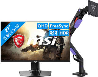 MSI MAG 271QPX QD-OLED E2 + Vortech Bras d'Écran PC avec Vérin à Gaz