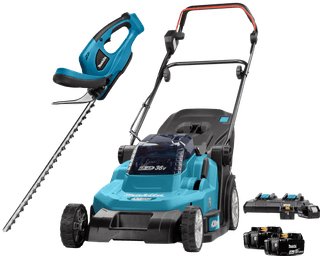 Makita DLM432PT incl. 5,0 Ah Accu (2x) + Makita DUH523Z + 5,0 Ah 18V Accu (2x)