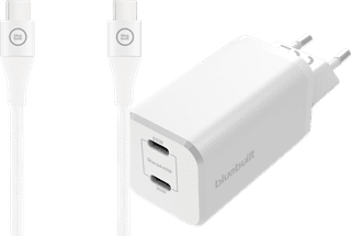 BlueBuilt Power Delivery en Quick Charge Oplader 65W + Usb C Kabel Nylon Wit 1,5m