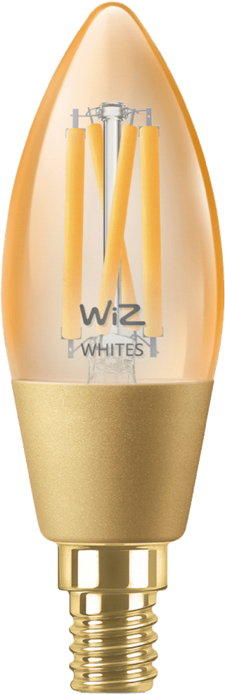 WiZ Lampe Bougie Filament - Lumière Blanche Chaude à Lumière Blanche Froide - Or - E14