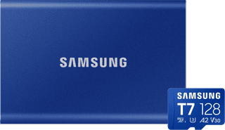 Samsung T7 Portable SSD 2 To Bleu + Samsung MicroSDXC T7 128 Go 170 Mo/s