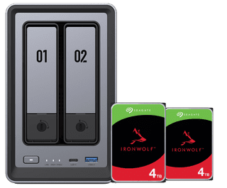 UGREEN NASync DXP2800 + Seagate Ironwolf 4 To Lot de 2