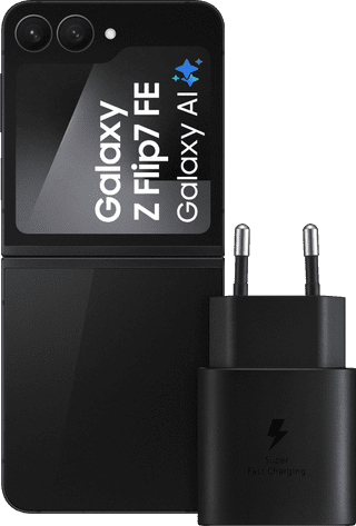 Samsung Galaxy Z Flip 7 FE 128GB Zwart 5G + Samsung Oplader 25 Watt Zwart