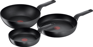 Tefal Hard Titanium Pro Frying Pan Set 24cm + 28cm + Wok