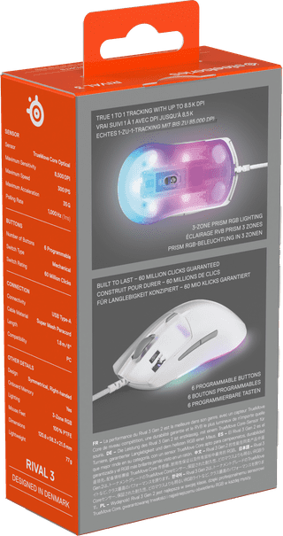 SteelSeries Rival 3 Gen 2 Souris Gamer Blanc