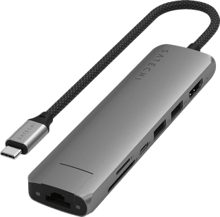 Satechi USB-C 7-en-1 Slim Adaptateur Multiport avec Ethernet Gris Sidéral
