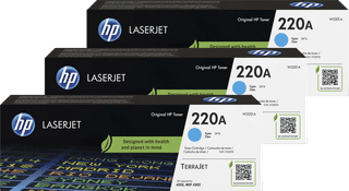 HP 220A LaserJet Toner Cyan (3 Pièces)