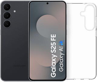 Samsung Galaxy S25 FE 128GB Zwart 5G + BlueBuilt Back Cover Transparant