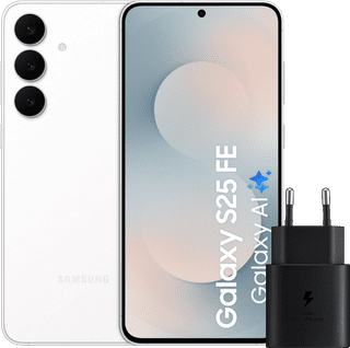 Samsung Galaxy S25 FE 128GB Wit 5G + Samsung Oplader 25 Watt Zwart
