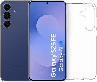 Samsung Galaxy S25 FE 256GB Donkerblauw 5G + BlueBuilt Back Cover Transparant