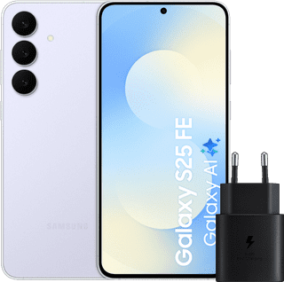 Samsung Galaxy S25 FE 256GB Lichtblauw 5G + Samsung Oplader 25 Watt Zwart