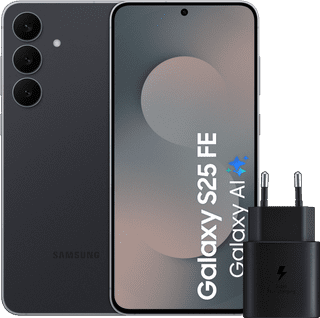 Samsung Galaxy S25 FE 256GB Zwart 5G + Samsung Oplader 25 Watt Zwart