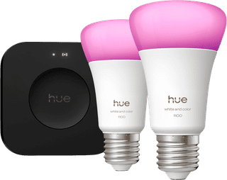 Philips Hue White and Color Kit de Démarrage E27 1100 lm Lot de 2 + Bridge Pro