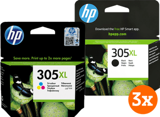 HP 305XL Ink Cartridge 4-Color Bundle (3 units)