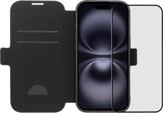BlueBuilt Apple iPhone 17 Book Case Cuir Noir + BlueBuilt iPhone 17 Protège-écran Verre