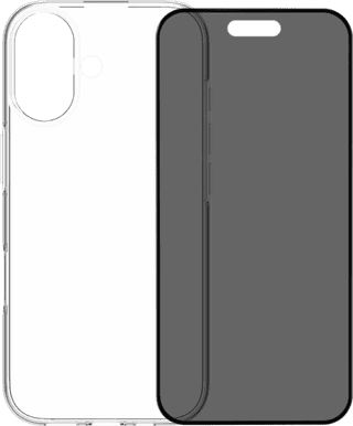 BlueBuilt Back Cover iPhone 17 Transparant + BlueBuilt iPhone 17 Privacy Screenprotector Glas