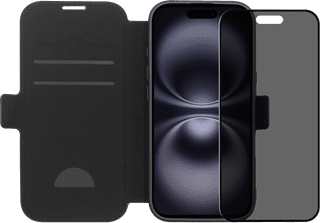 BlueBuilt Apple iPhone 17 Book Case Leer Zwart + iPhone 17 Privacy Screenprotector Glas