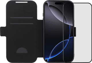 BlueBuilt Apple iPhone 17 Pro Book Case Cuir Noir + BlueBuilt iPhone 17 Pro Protège-écran Verre